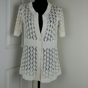 LOFT Sweaters - Ann Taylor Loft short sleeve open knit cardigan L LOFT Sweaters - Ann Taylor Loft short sleeve open knit cardigan L